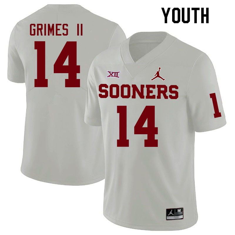 Youth #14 Reggie Grimes II Oklahoma Sooners College Football Jerseys Stitched-White